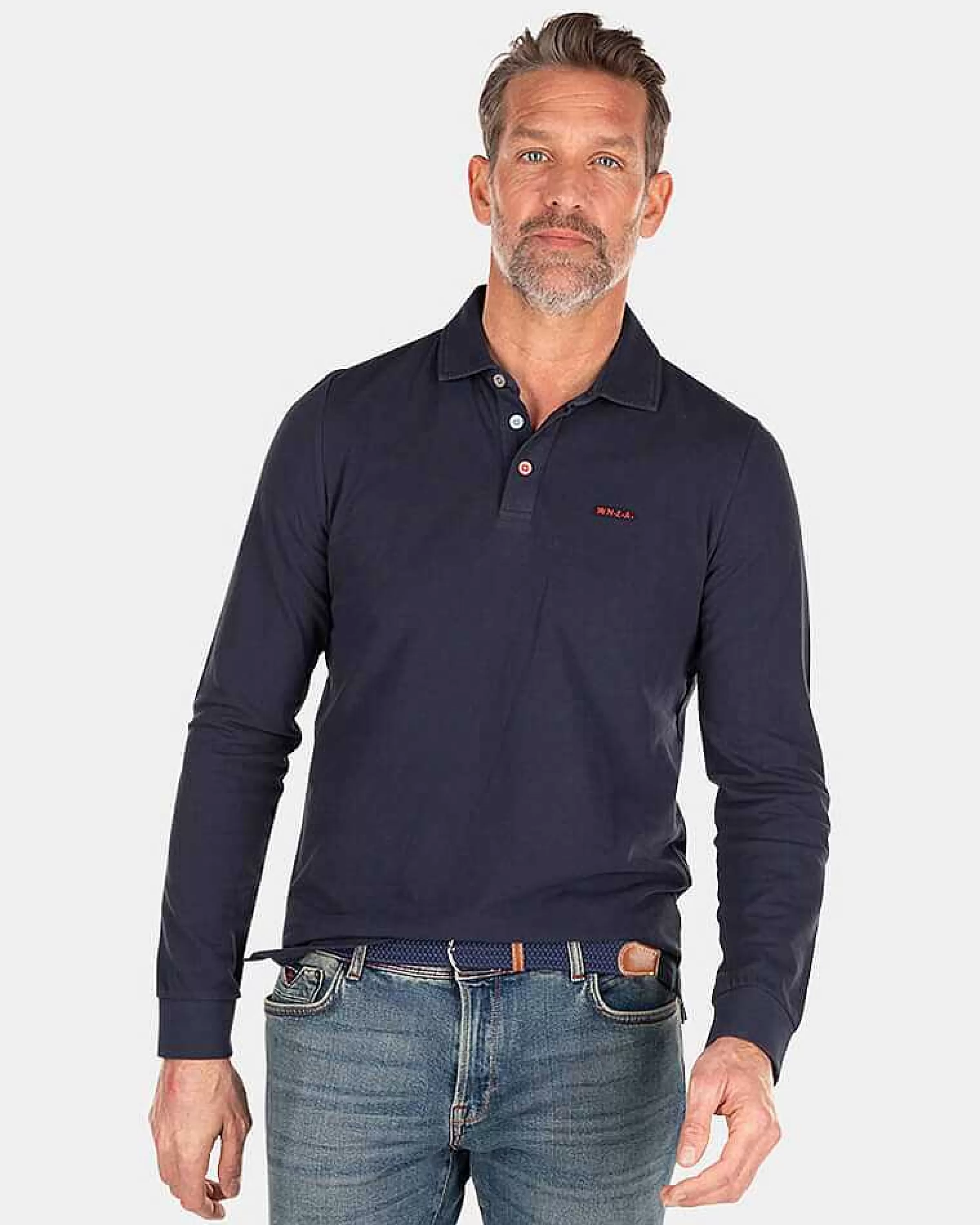 NZA New Zealand Auckland Polo-Shirts | Effen Polo Met Lange Mouw-Traditional Navy