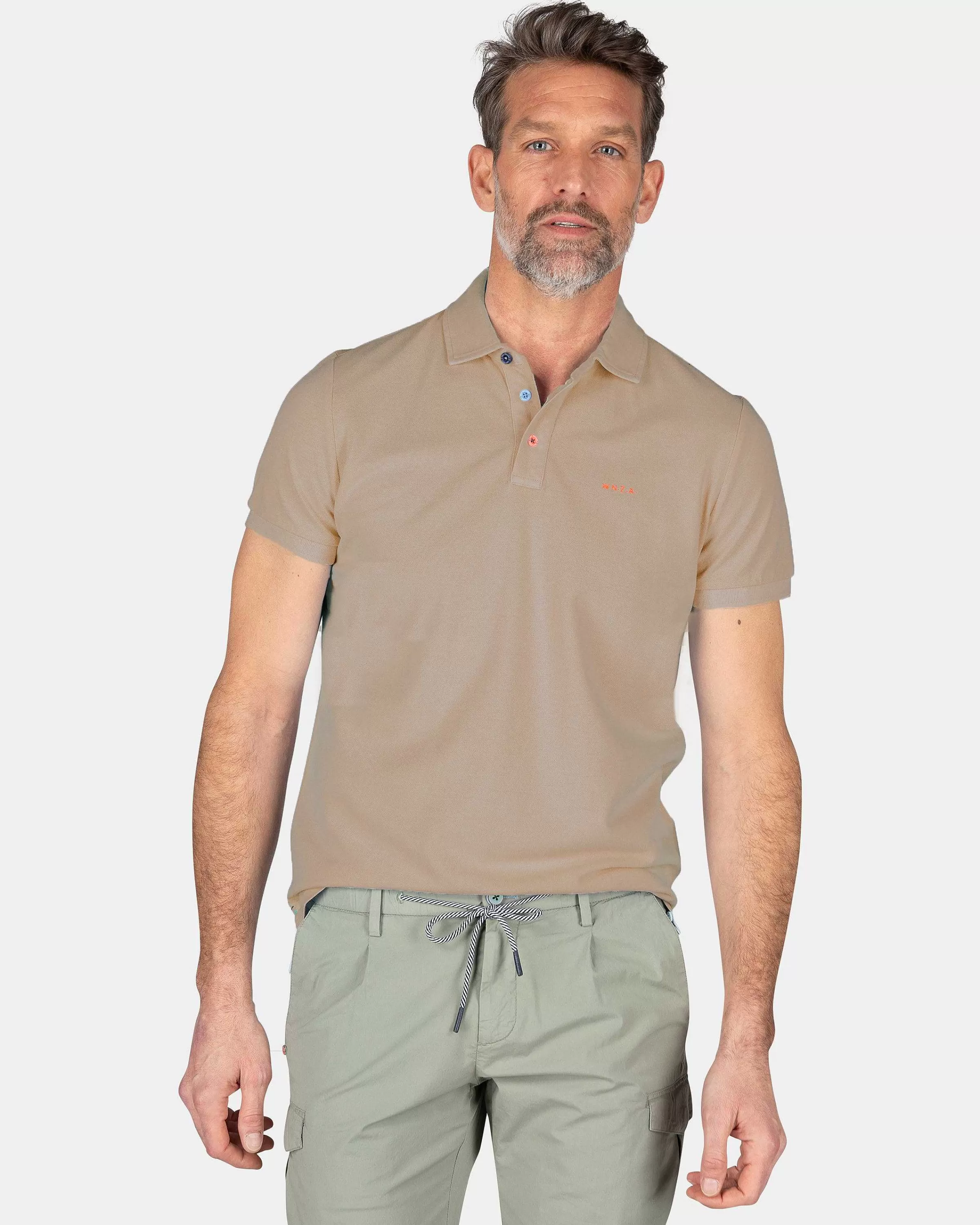 NZA New Zealand Auckland Polo-Shirts | Effen Polo Shirt Van Katoen-Shimmering Sand