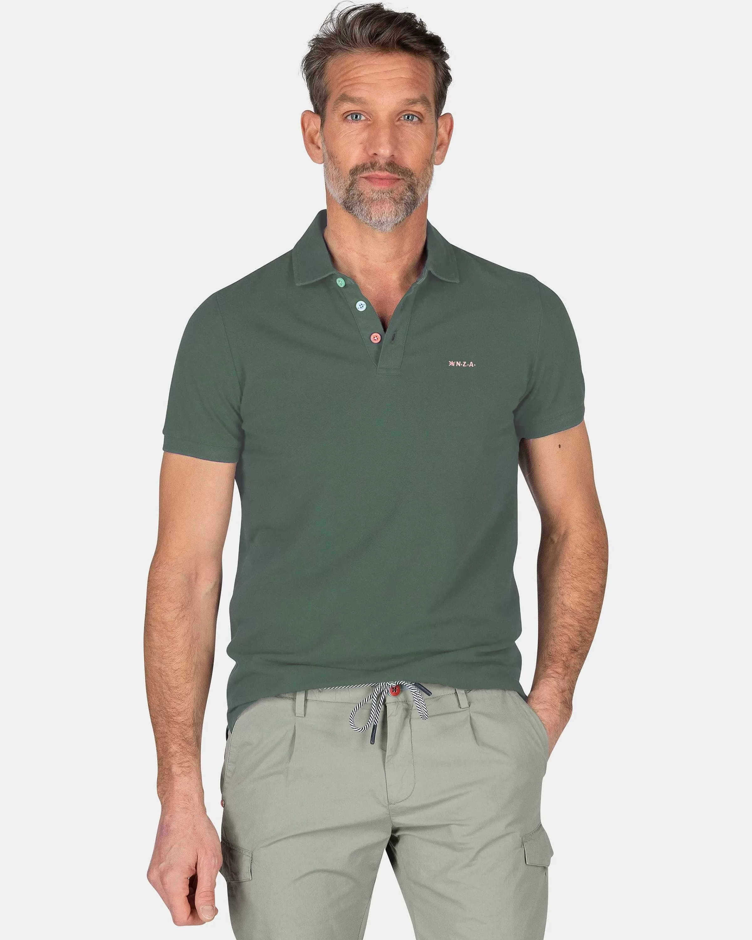 NZA New Zealand Auckland Polo-Shirts | Effen Polo Van Katoen-Chalk Green