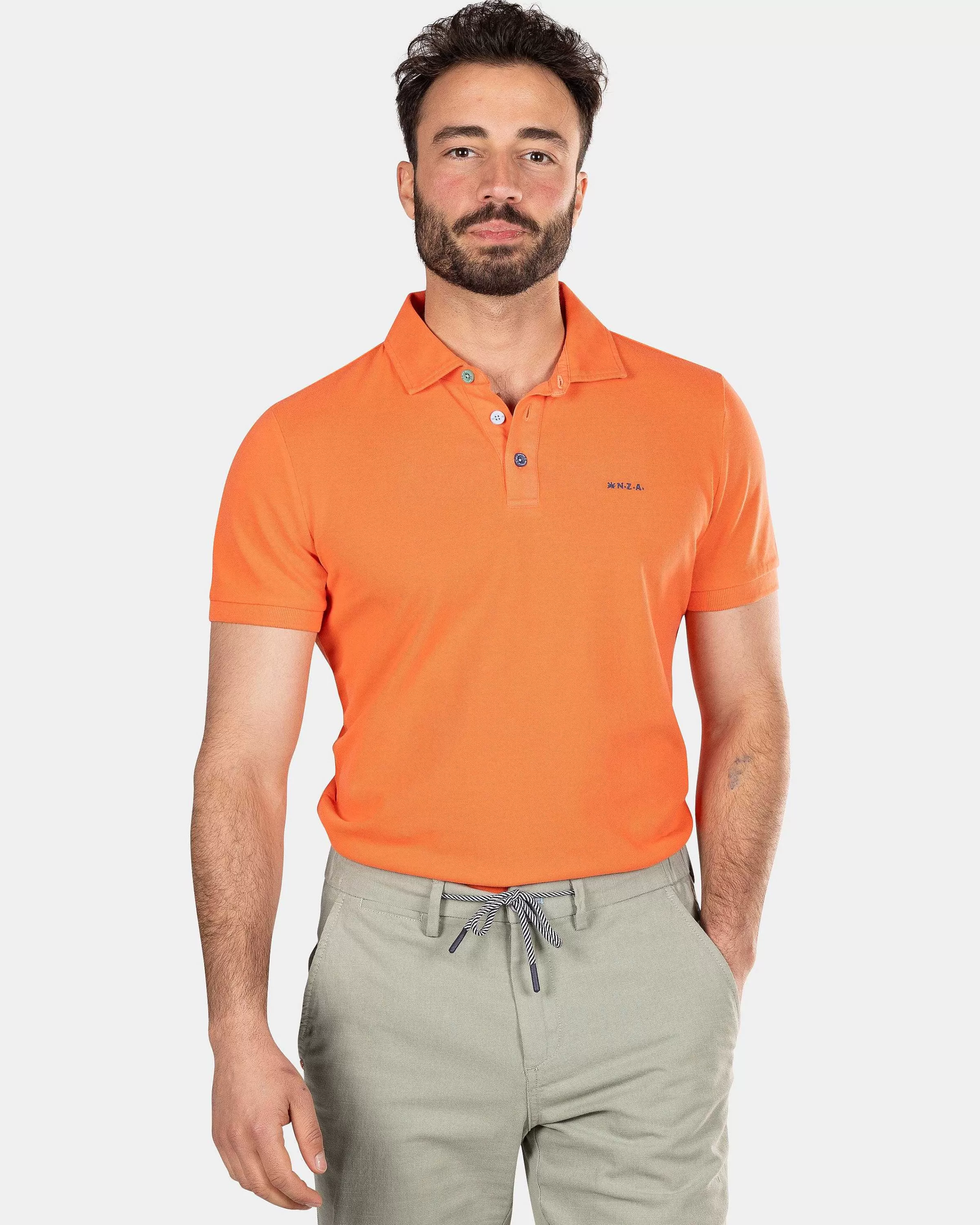 NZA New Zealand Auckland Polo-Shirts | Effen Polo Van Katoen-Golden Orange