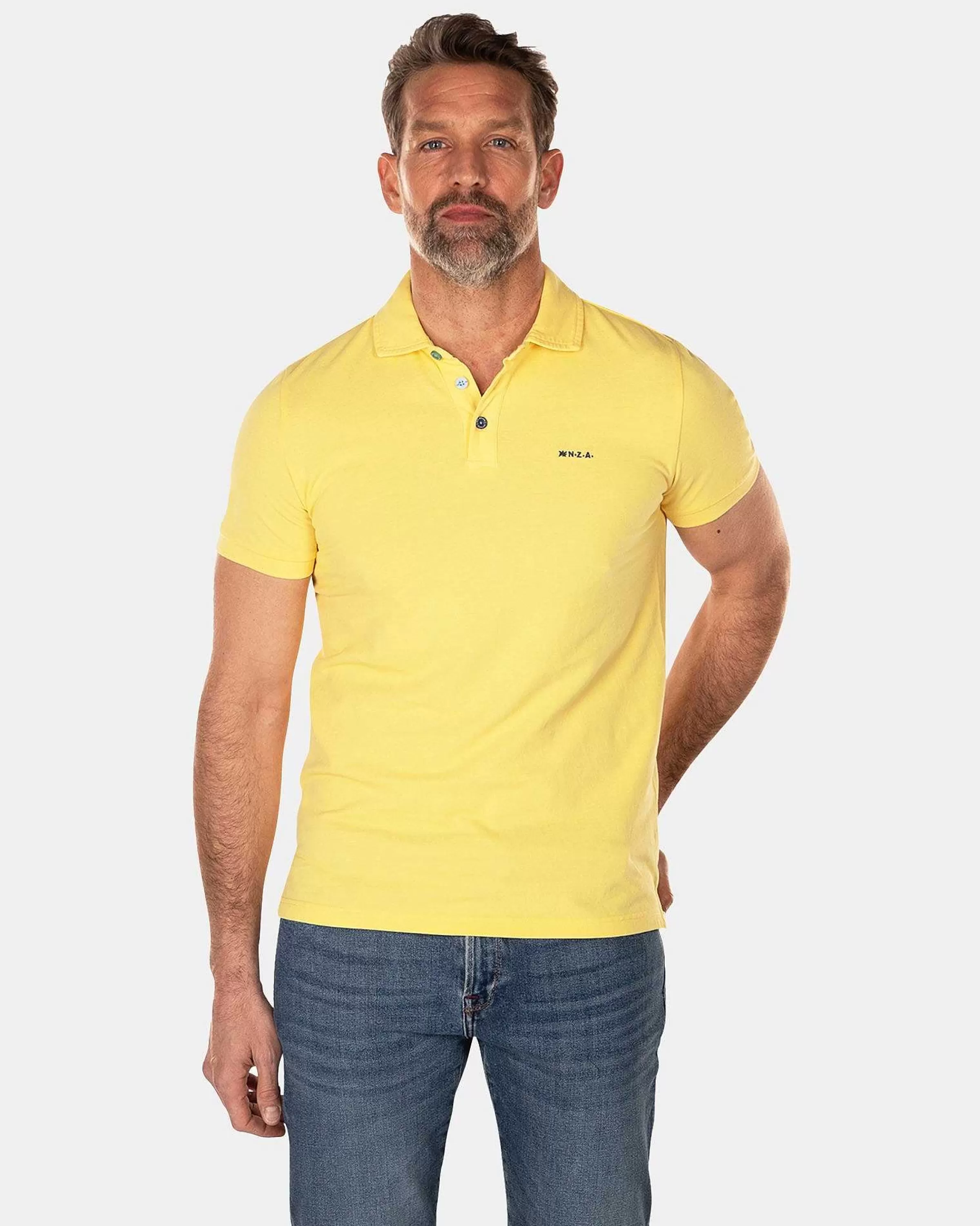 NZA New Zealand Auckland Polo-Shirts | Effen Polo Van Katoen-Iguana Yellow