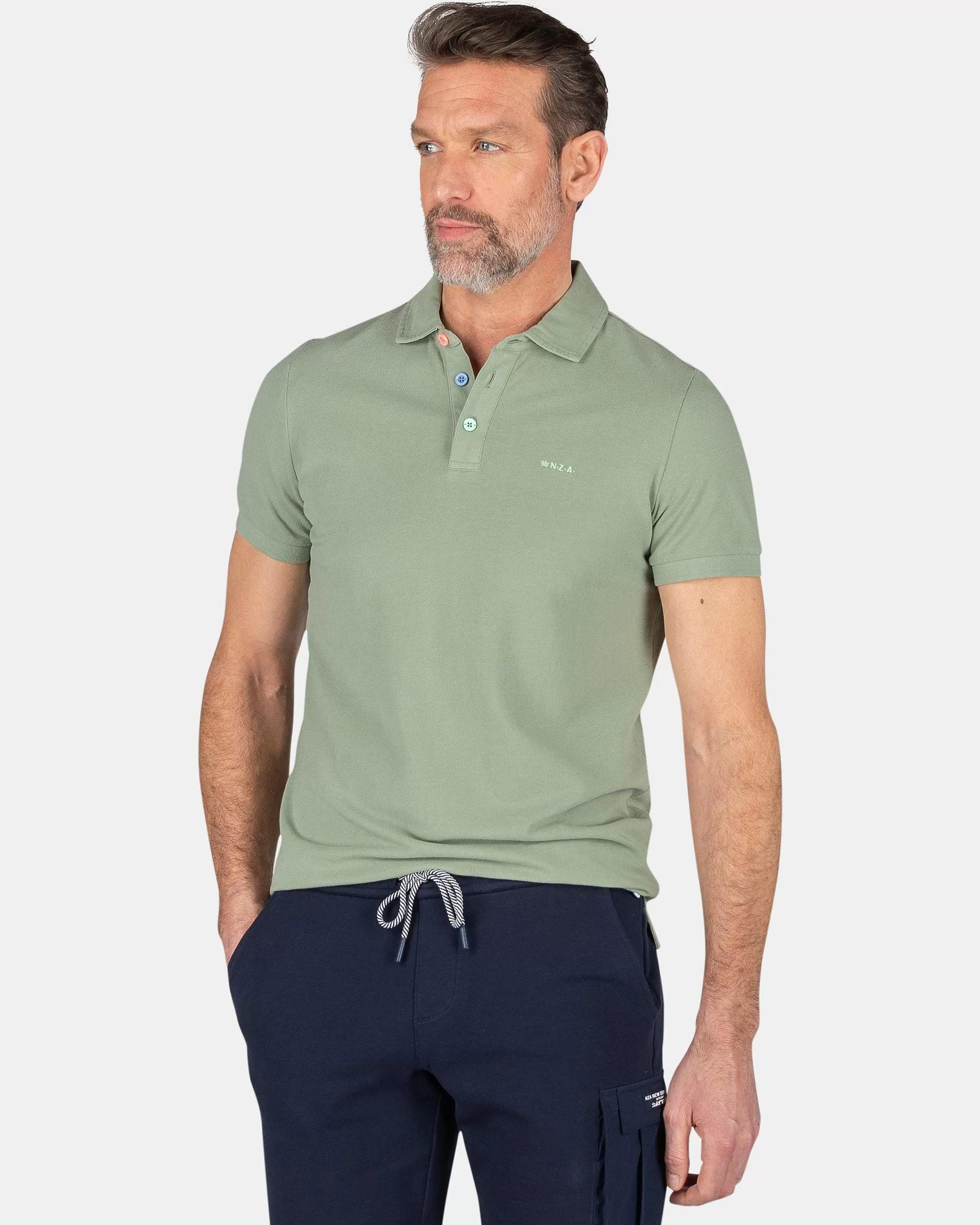 NZA New Zealand Auckland Polo-Shirts | Effen Polo Van Katoen-Mellow Army