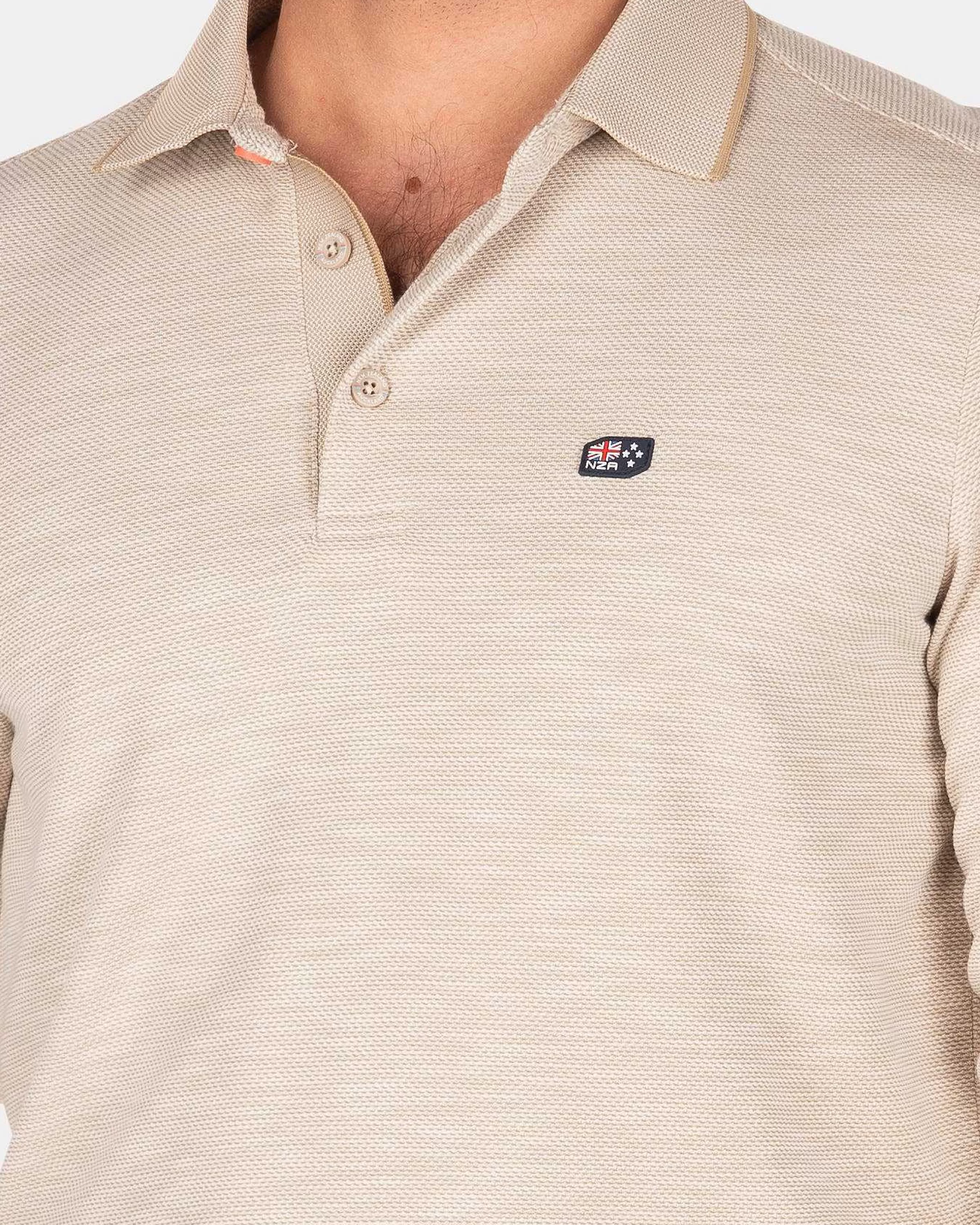 NZA New Zealand Auckland Polo-Shirts | Effen Poloshirt Met Lange Mouw-Shimmering Sand