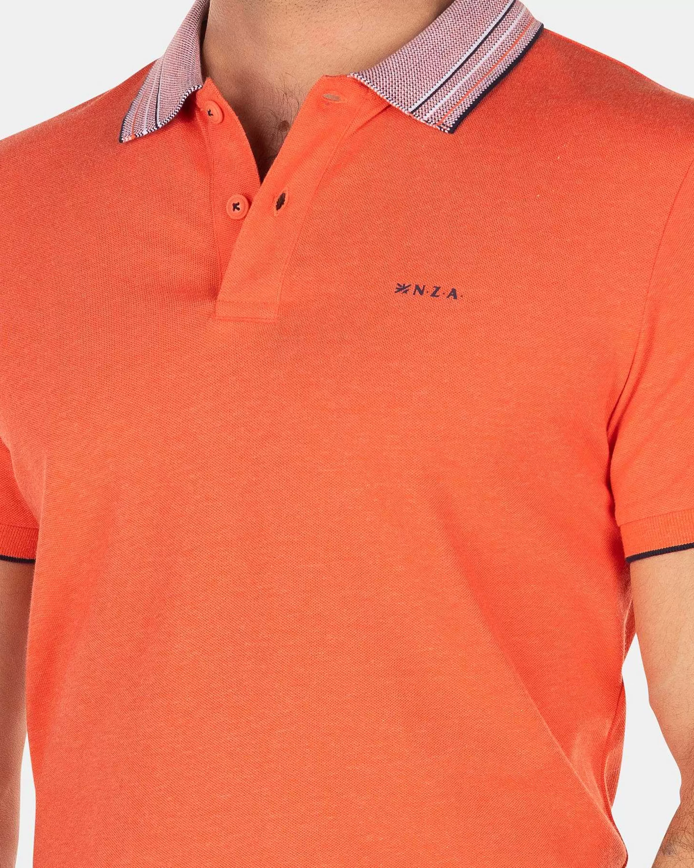 NZA New Zealand Auckland Polo-Shirts | Effenkleurige Polo Met Korte Mouw-Golden Orange