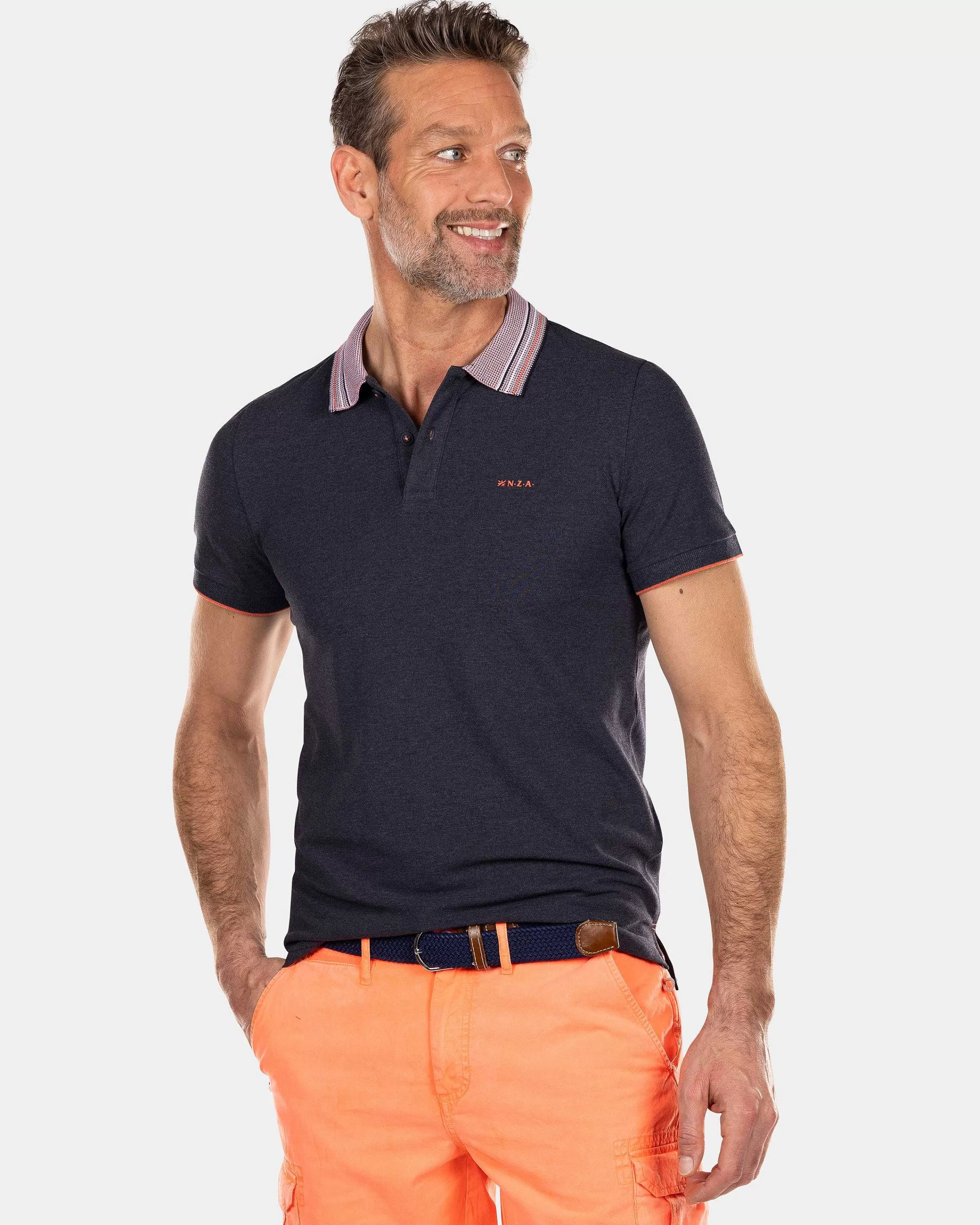 NZA New Zealand Auckland Polo-Shirts | Effenkleurige Polo Met Korte Mouw-Traditional Navy