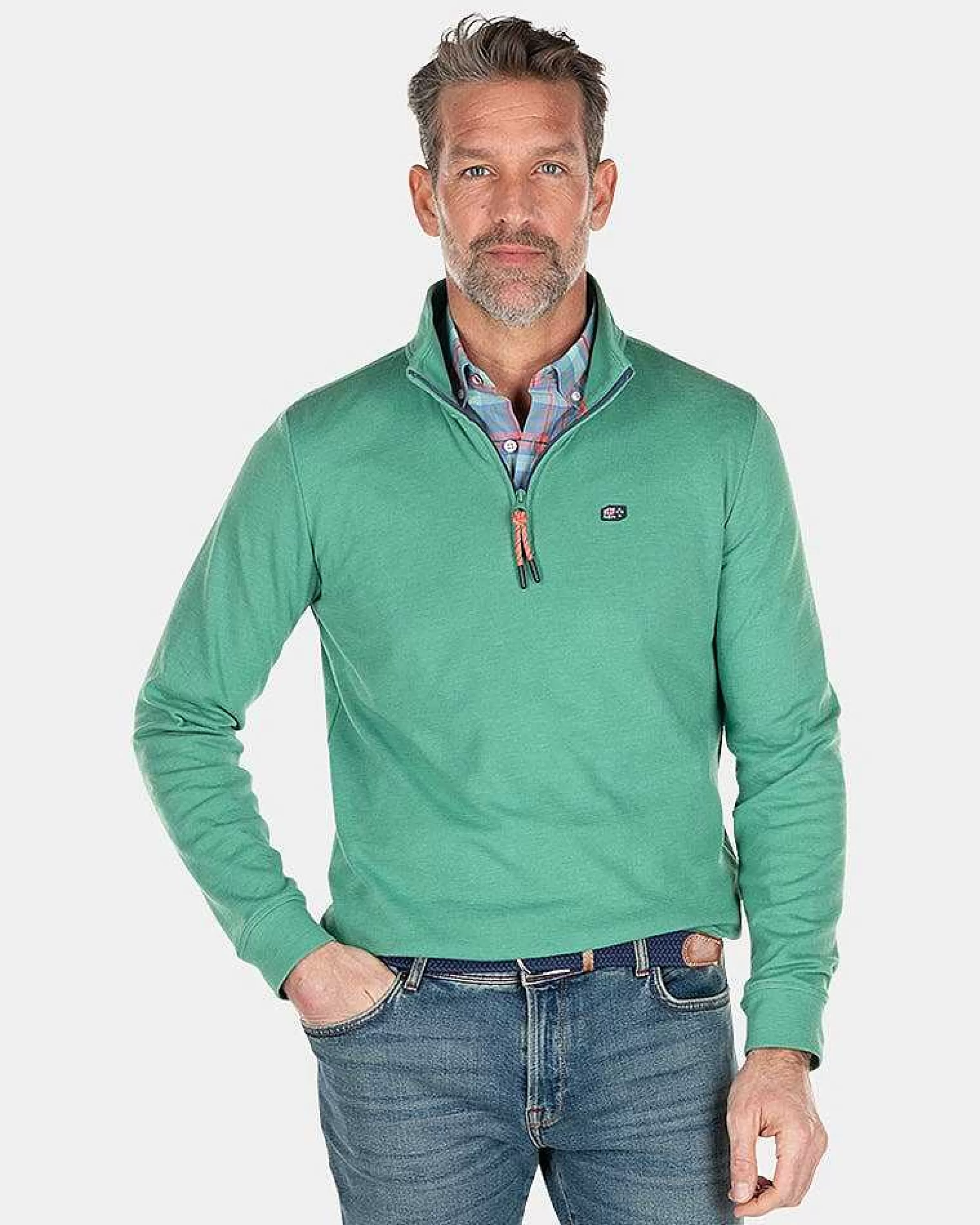 NZA New Zealand Auckland Truien | Fleece Sweater Met Rits-Amazon Green