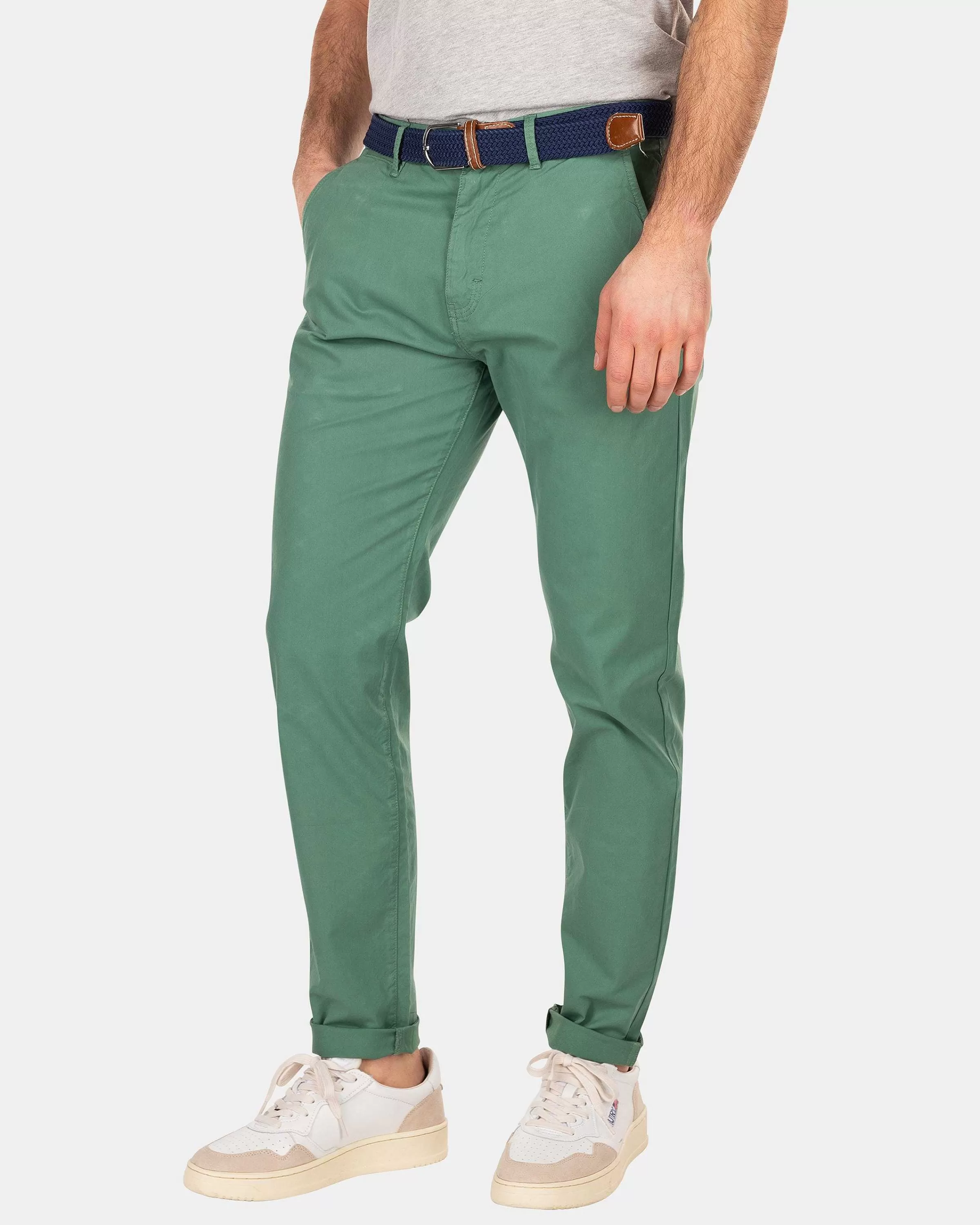 NZA New Zealand Auckland Broeken | Katoenen Chino Met Stretch-Amazon Green