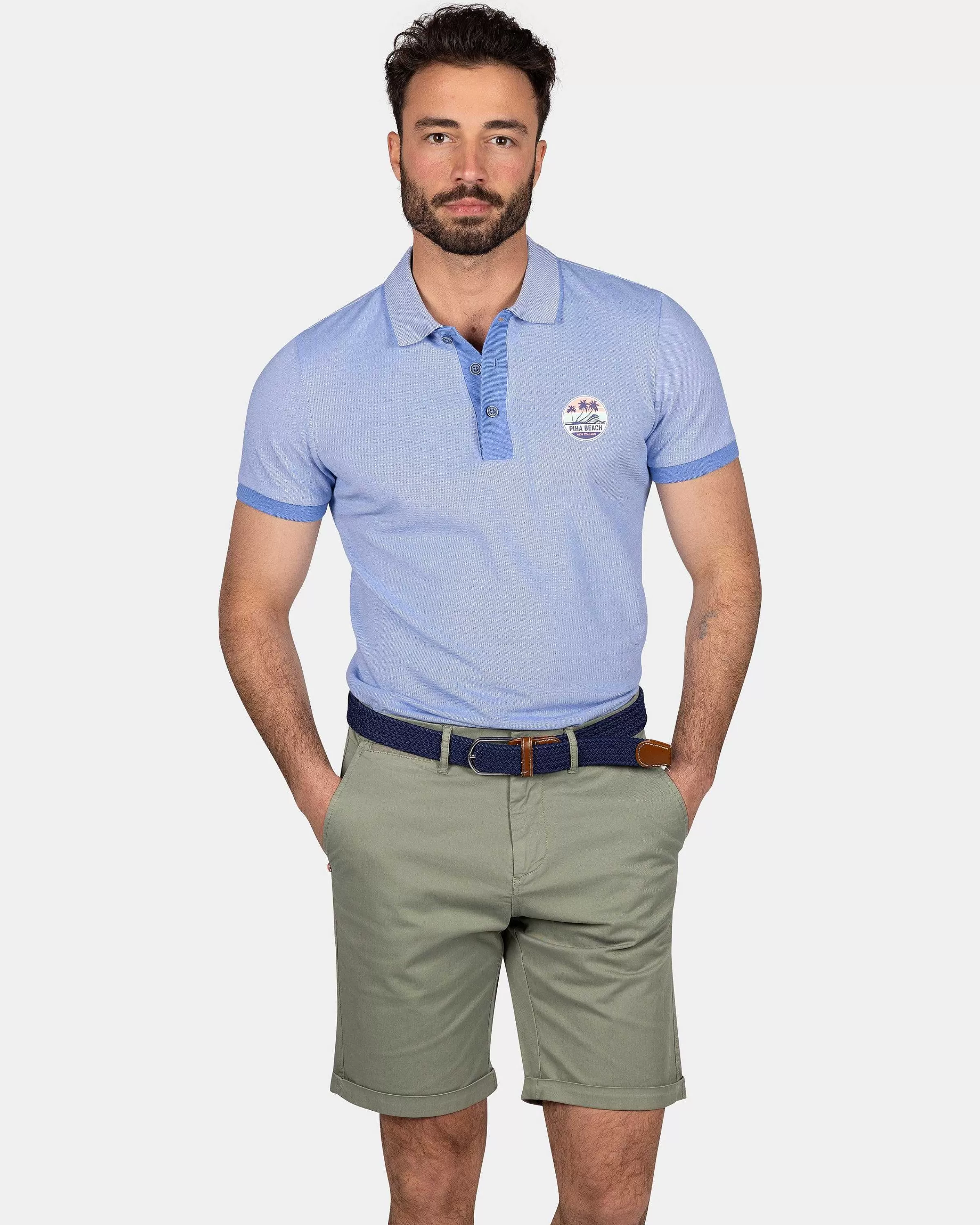 NZA New Zealand Auckland Polo-Shirts | Katoenen Effen Polo-Bed Blue