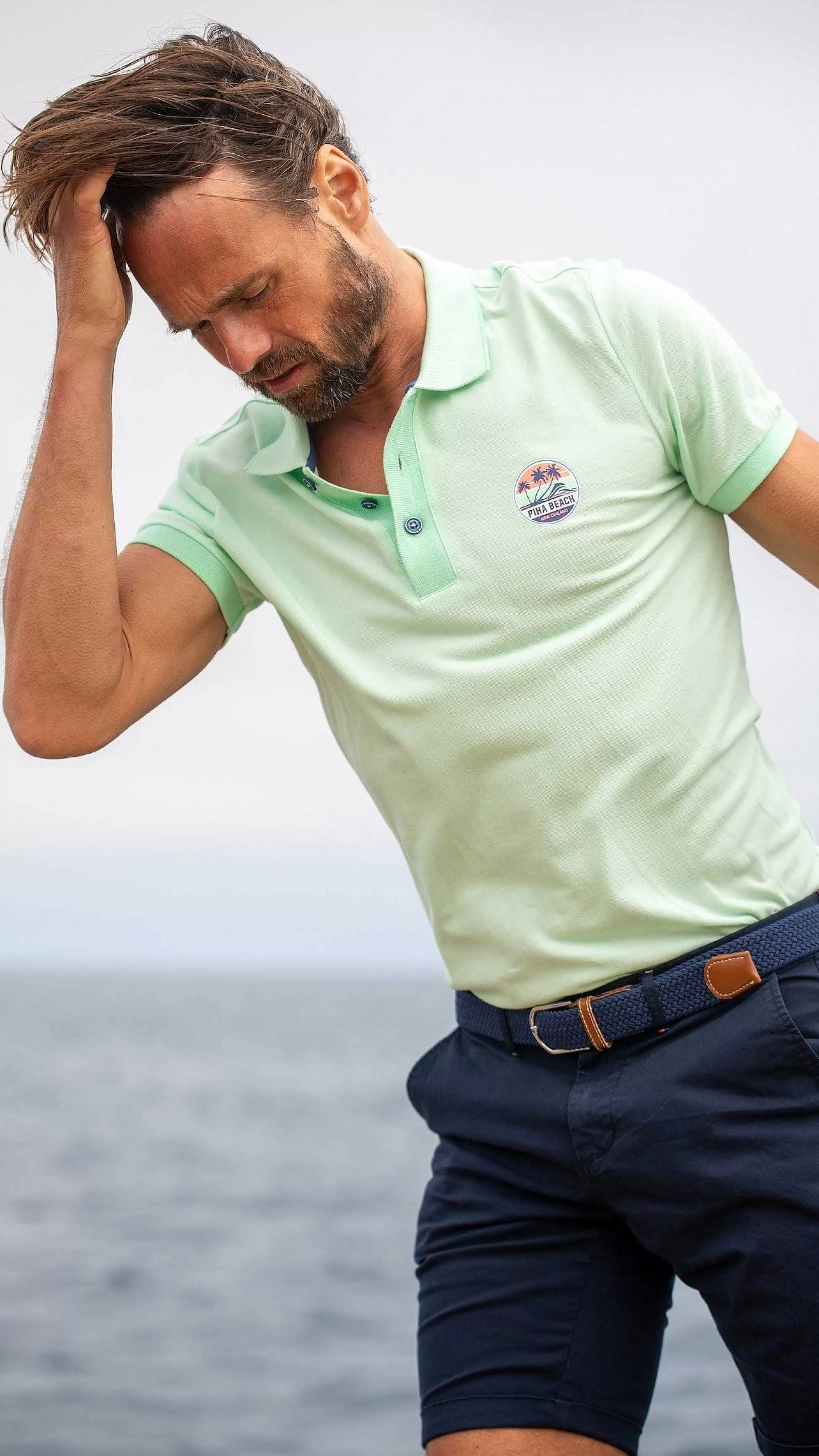 NZA New Zealand Auckland Polo-Shirts | Katoenen Effen Polo-Teal Green