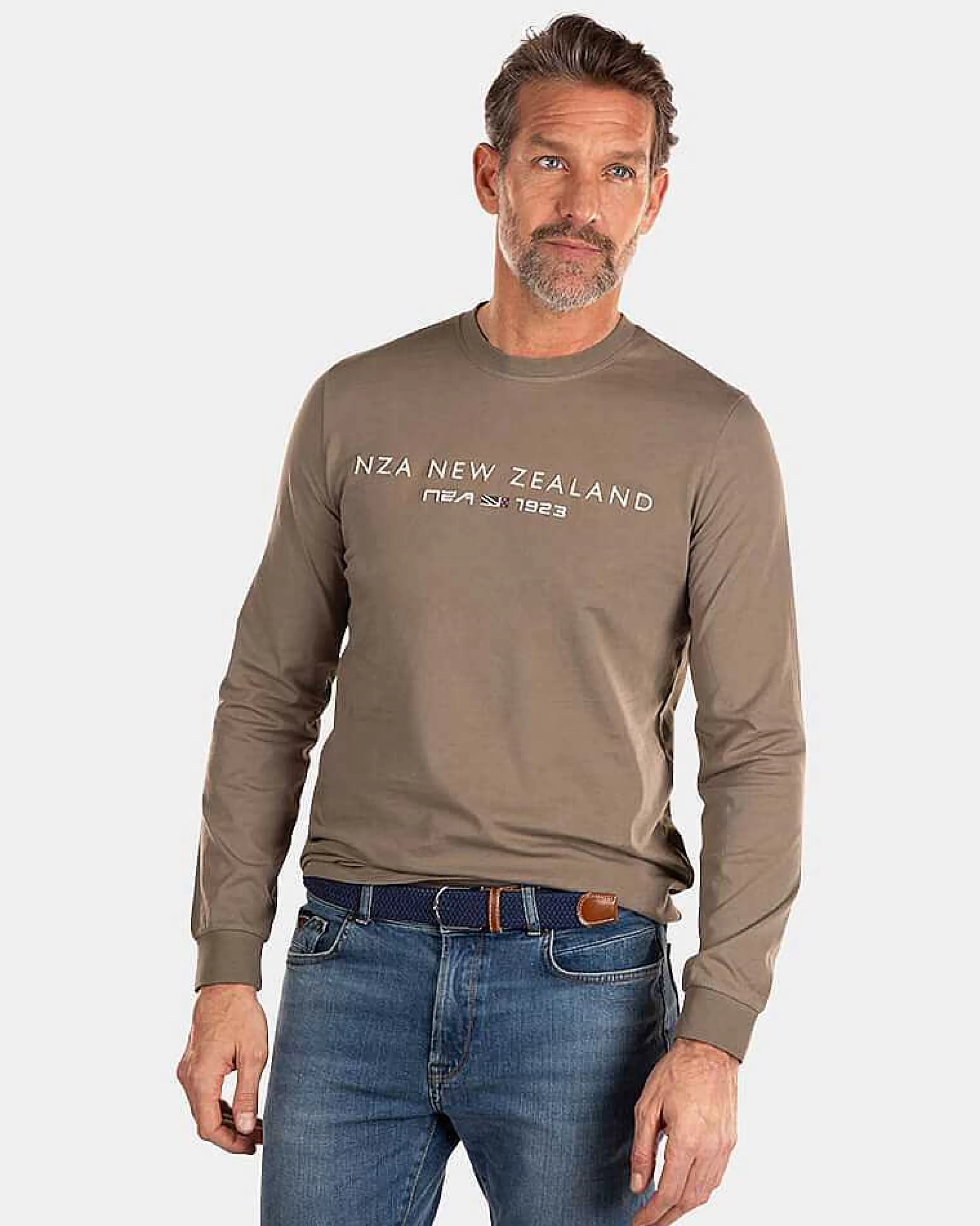 NZA New Zealand Auckland T-Shirts | Katoenen Longsleeve-Misty Army