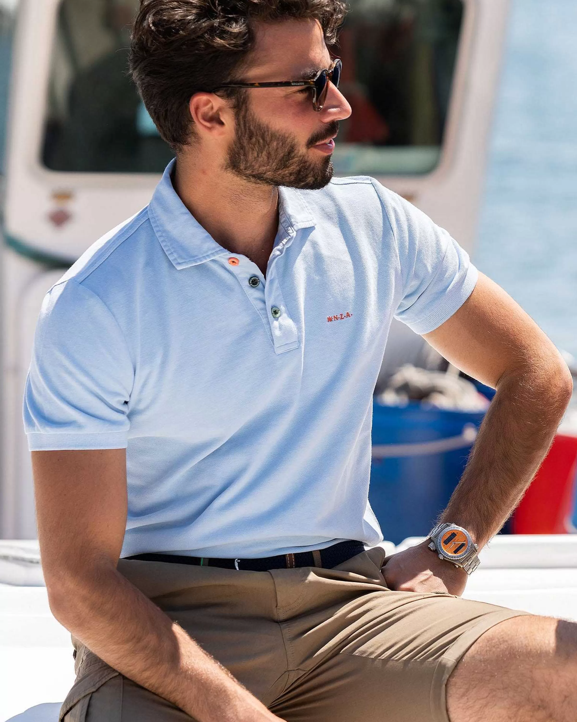 NZA New Zealand Auckland Polo-Shirts | Nza Heritage Polo Shirt-Bright Sky